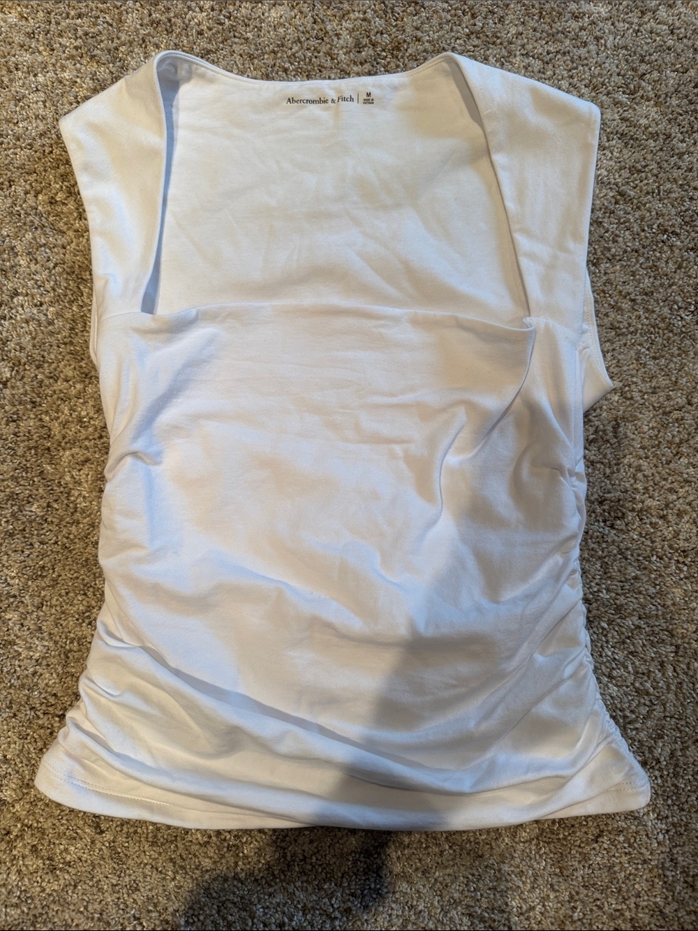 Abercrombie & Fitch White Ribbed Scoop Tank